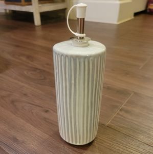 White/Gray/Turquoise Ceramic Oil Jug